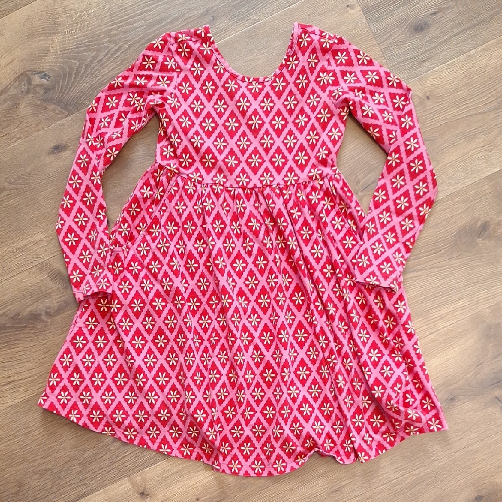 Hanna Andersson Pink and White Patterned Kids Dress